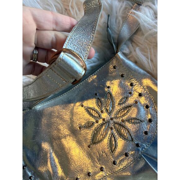 Velez Women's Weare Leather Gold Glitter Evening Tasseled Crossbody‎ Handbag - Picture 5 of 12